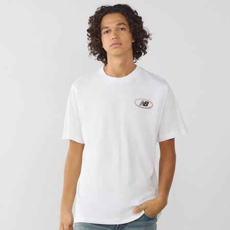 NEW BALANCE TEE SHIRT OVAL LOGO WIT/ZWART HEREN