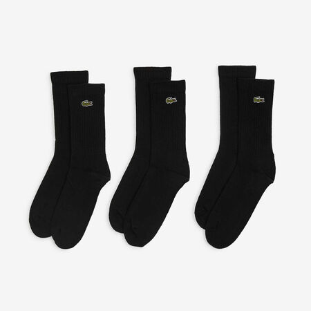 LACOSTE CHAUSSETTES X3 CREW LOGO ZWART HEREN