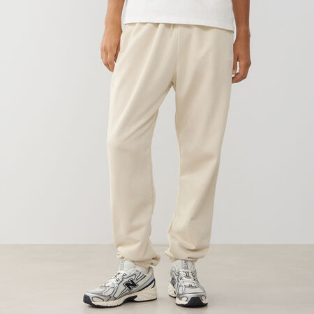 NEW BALANCE PANT JOGGER SMALL LOGO FT BEIGE/WIT HEREN