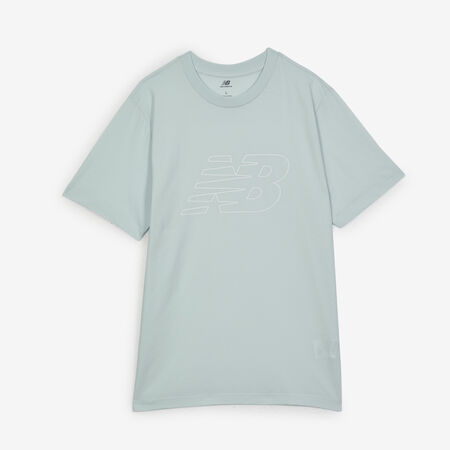 NEW BALANCE TEE SHIRT FLYING LOGO BLAUW/WIT HEREN