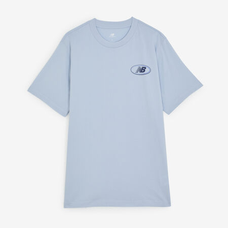 NEW BALANCE TEE SHIRT OVAL LOGO BLAUW HEREN