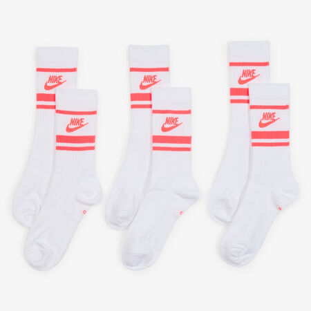 NIKE CHAUSSETTES X3 CREW STRIPE WIT/ROZE HEREN