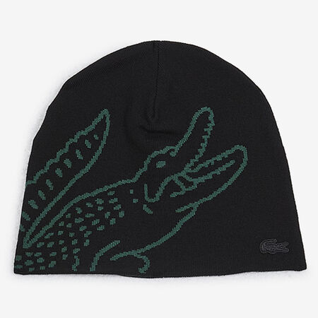 BEANIE LOGO REVERSIBLE : ZWART/GROEN