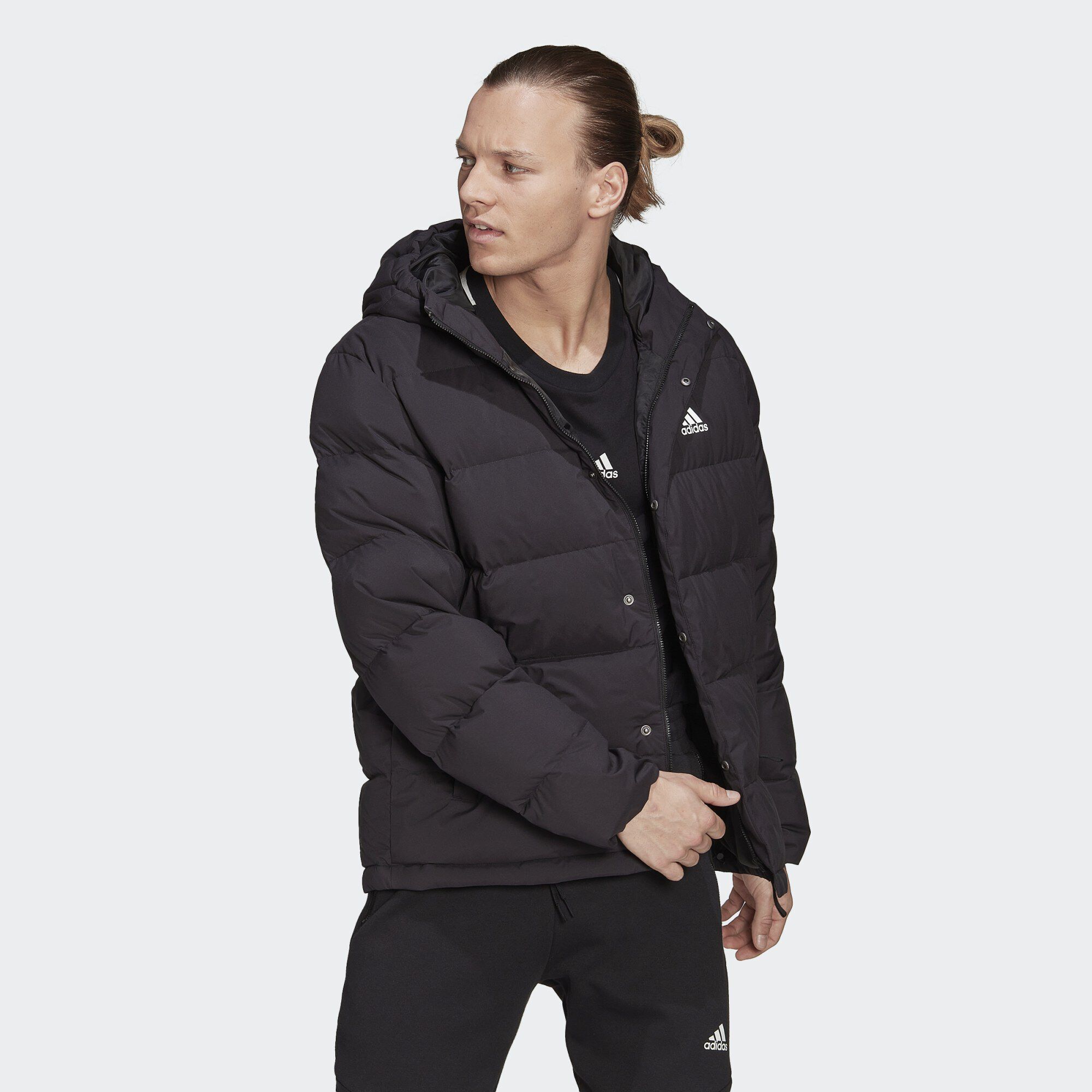 Adidas performance helionic on sale hooded down jacket
