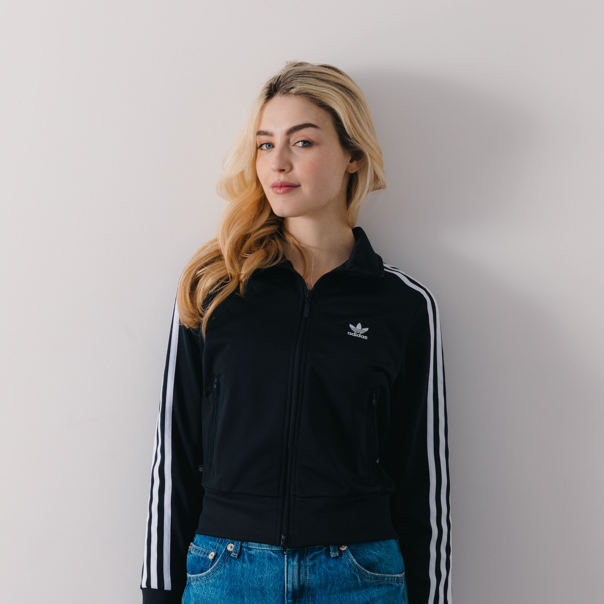 Adidas originals jacket black top womens