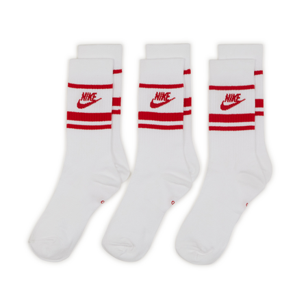 NIKE CHAUSSETTES X3 CREW STRIPE BLANC/ROUGE UNISEX