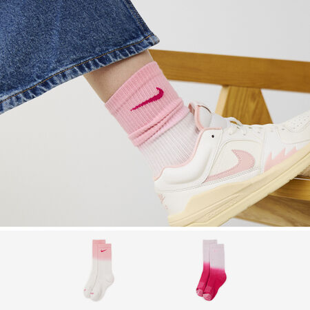 NIKE CHAUSSETTES X2 TYE DYE CREW WIT/ROZE HEREN