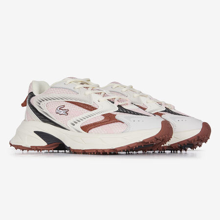 LACOSTE l00 L003 NEO SHOT WIT/BORDEAUXROOD DAMES
