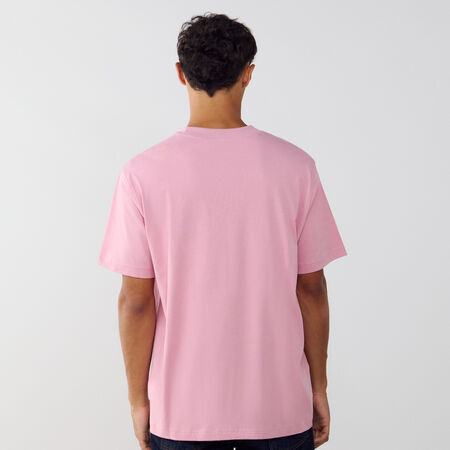NEW BALANCE TEE SHIRT SMALL LOGO ESSENTIALS ROZE/WIT HEREN