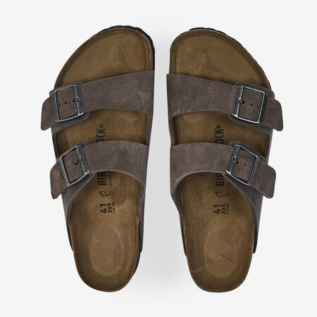 BIRKENSTOCK ARIZONA LEATHER MIX GRIJS/BRUIN HEREN