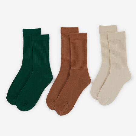 COURIR BOTANICAL CREW 3PK BRUIN/BEIGE UNISEX