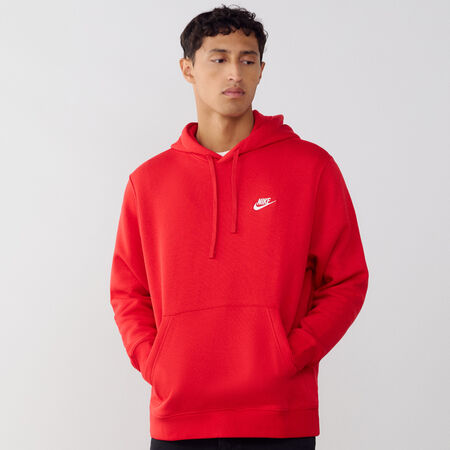 NIKE HOODIE CLUB SMALL LOGO ROOD HEREN