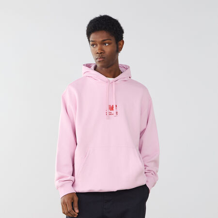 NEW BALANCE HOODIE EMBRO LOGO BOSTON 06 ROZE/ROOD HEREN