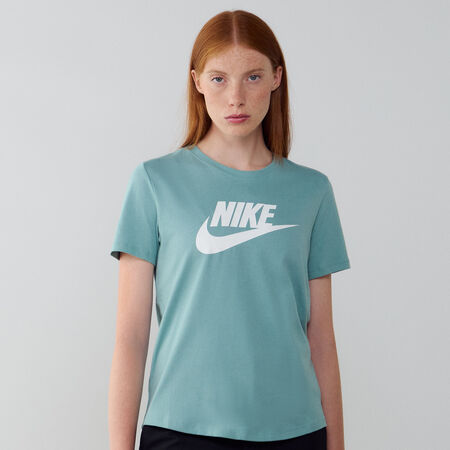 NIKE TEE SHIRT BIG SWOOSH ESSENTIAL BLAUW/WIT DAMES