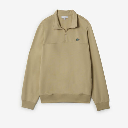 LACOSTE SWEAT HALF-ZIP CLASSIC LOGO SL BEIGE/GROEN HEREN