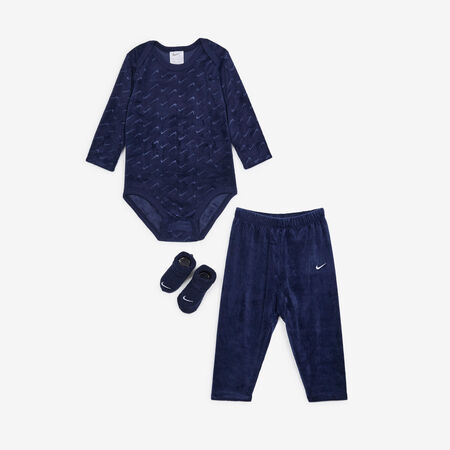 3 PC SET VELOUR SWOOSH : MARINEBLAUW