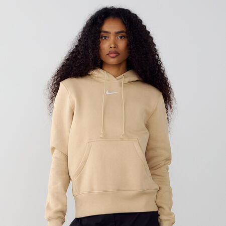NIKE HOODIE CLUB CENTERED LOGO BEIGE DAMES