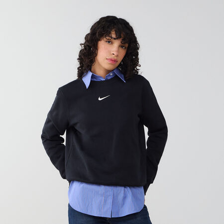NIKE SWEAT CREW CLUB CENTERED LOGO ZWART/WIT DAMES