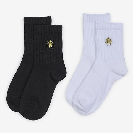 COURIR MID CREW SUNSHINE 2PK WIT/ZWART UNISEX