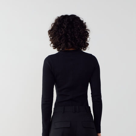 JORDAN TOP KNIT ZWART/WIT DAMES
