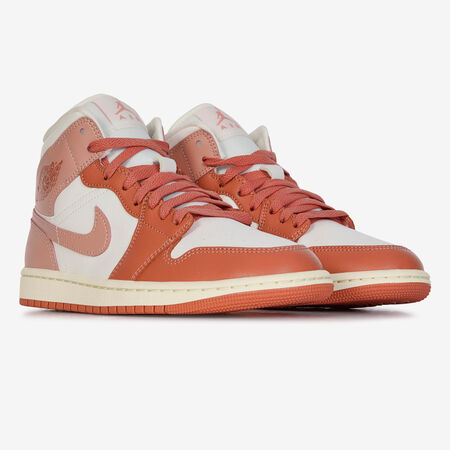 JORDAN AIR JORDAN 1 MID WIT/ROOD DAMES