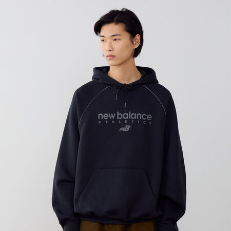 NEW BALANCE HOODIE LINEAR GRAPHIC ZWART HEREN