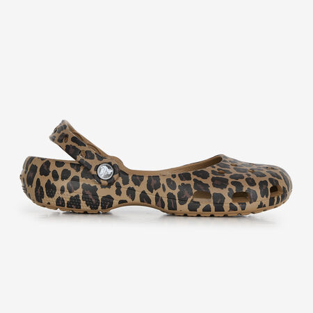 CROCS CLASSIC BALLET LEOPARD BRUIN/ZWART DAMES