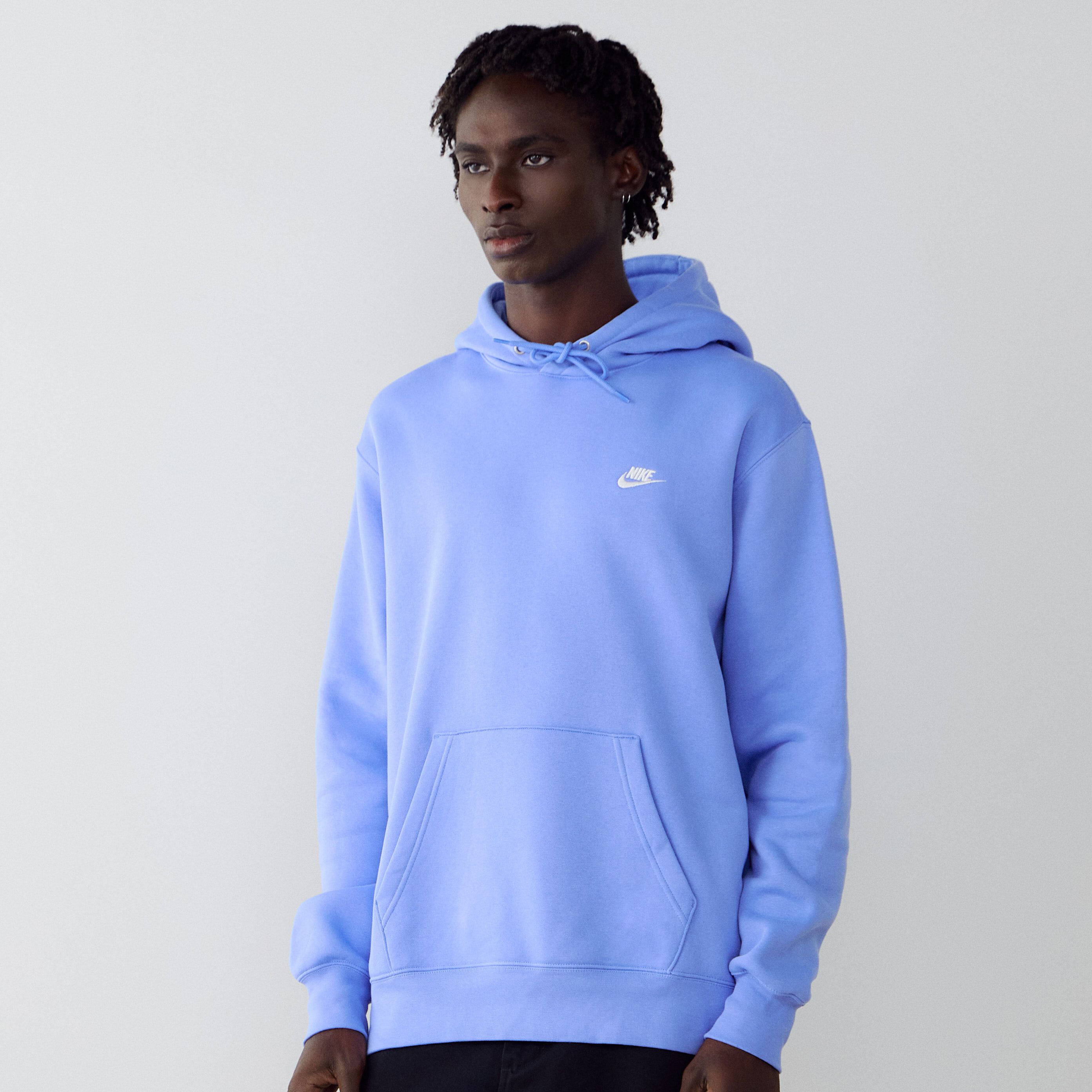 nike hoodie club small logo psychic blue