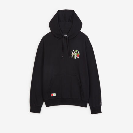NEW ERA HOODIE NY YANKEES FLORAL EMBRO LOGO ZWART/WIT HEREN
