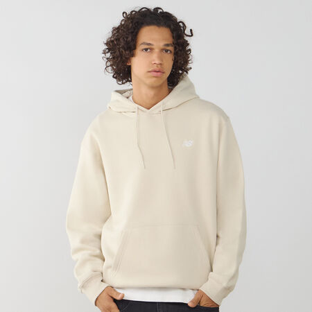 NEW BALANCE HOODIE SMALL LOGO BEIGE/WIT HEREN