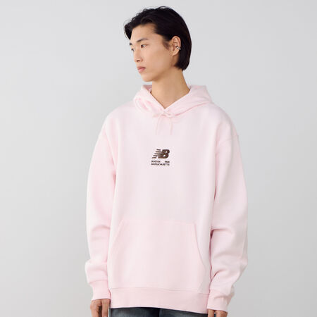 NEW BALANCE HOODIE BOSTON LOGO ROZE/BRUIN HEREN