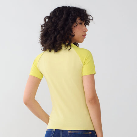 ADIDAS ORIGINALS TEE SHIRT SLIM 3 STRIPES GEEL DAMES