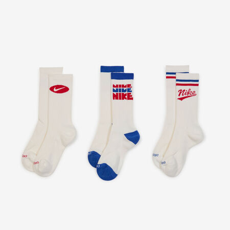 NIKE CHAUSSETTES X3 CREW LIFESTYLE ECRU/ROOD HEREN