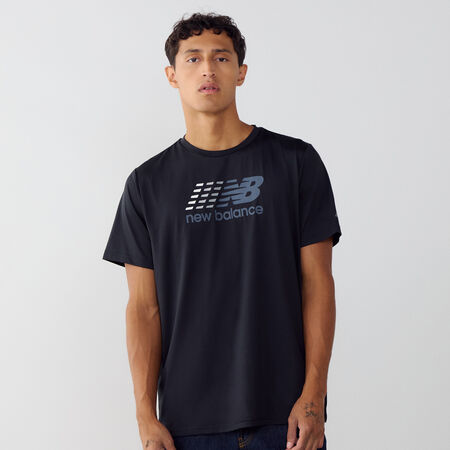 NEW BALANCE TEE SHIRT BIG LOGO ZWART/WIT HEREN