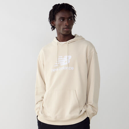 NEW BALANCE HOODIE BIG LOGO FT BEIGE/WIT HEREN