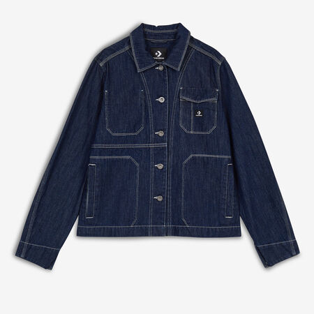 CONVERSE JACKET DENIM STITCHING BLAUW/WIT DAMES
