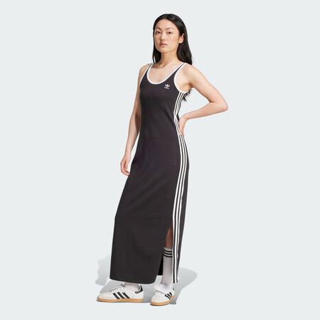 ADIDAS ORIGINALS Maxi robe débardeur Adicolor 3 bandes Black / White DAMES