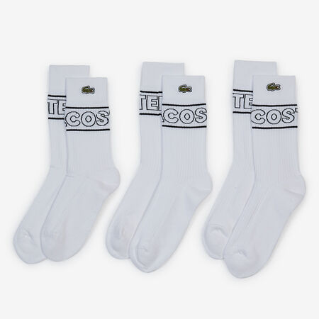 LACOSTE CHAUSSETTES X3 CREW EMBRO GRAPHIC WIT HEREN