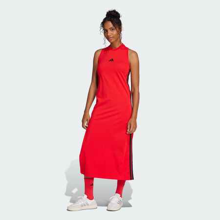 ADIDAS SPORTSWEAR Robe longue dos nageur 3 bandes Essentials Pure Ruby / Black DAMES