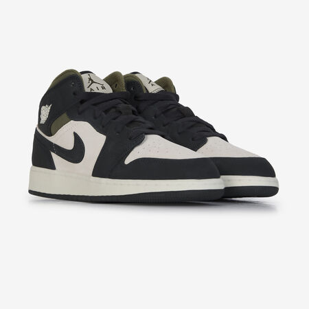 JORDAN AIR JORDAN 1 MID SUEDE BEIGE/ZWART JUNIOR