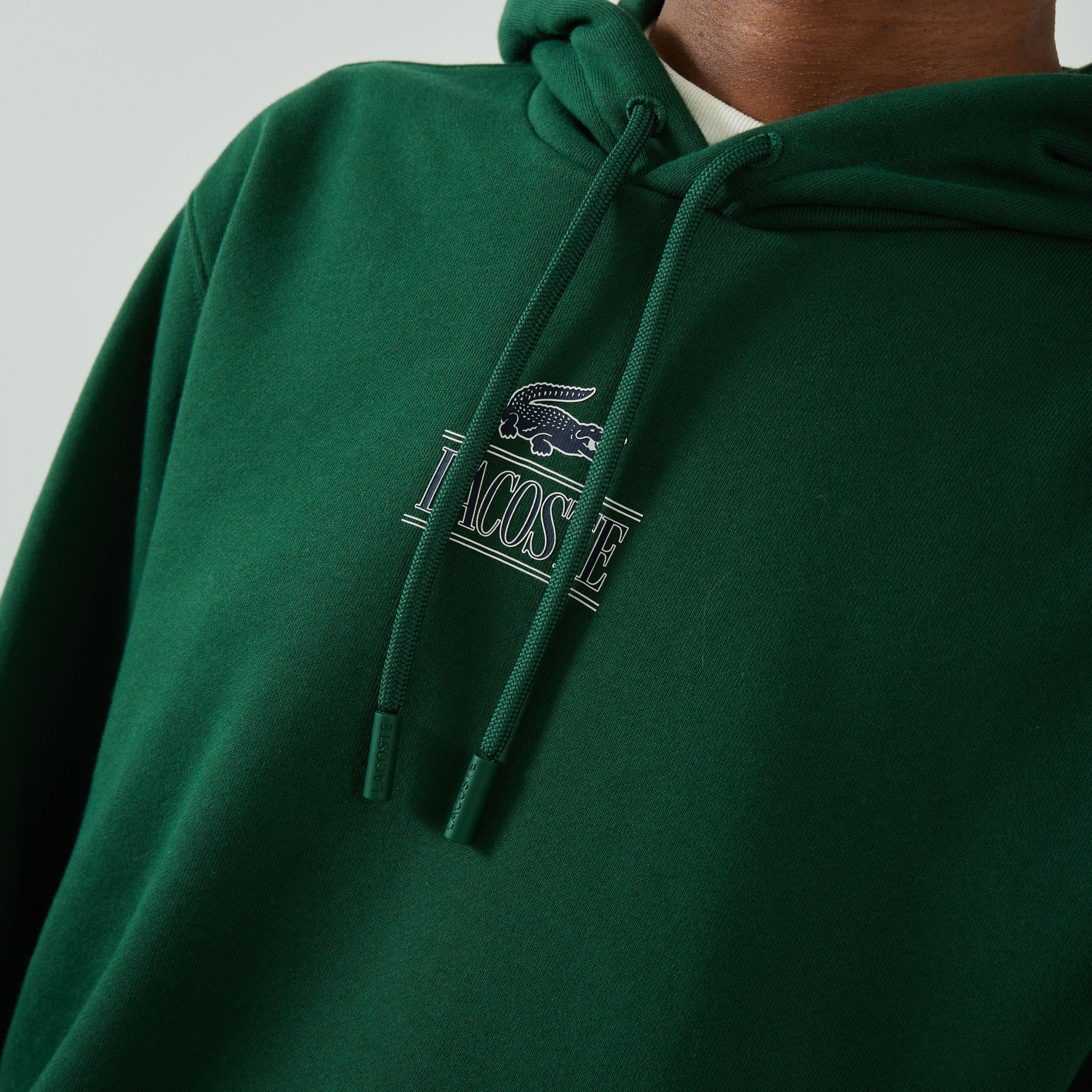 Lacoste hoodie big logo best sale
