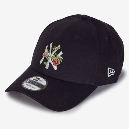 NEW ERA 9FORTY NY FLOWER EMBROIDERY LOGO ZWART/WIT HEREN