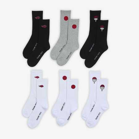 NARUTO CHAUSSETTES X6 CREW NARUTO SHIPPUDEN WIT/ZWART UNISEX