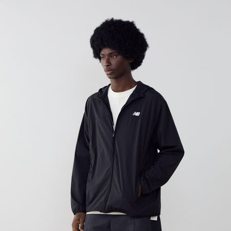 NEW BALANCE JACKET WINDRUNNER WOVEN ZWART/WIT HEREN