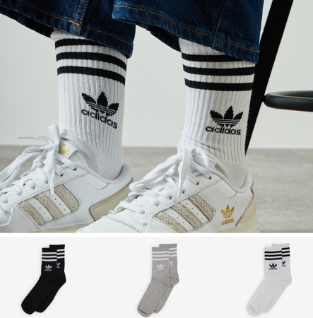 ADIDAS ORIGINALS SOKKEN X3 MID CUT CREW TREFOIL WIT/ZWART UNISEX
