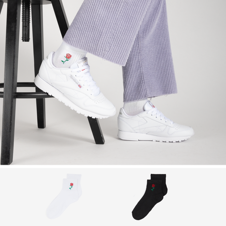 PACK QUARTER BRODERIE ROSE X2 : BLANC/NOIR