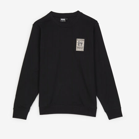 ONE PIECE SWEAT CREW WANTED ACE ZWART HEREN