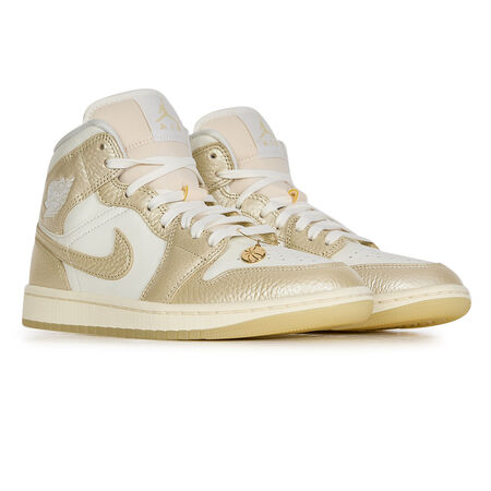 JORDAN AIR JORDAN 1 MID SHIMMER WIT/GOUD DAMES