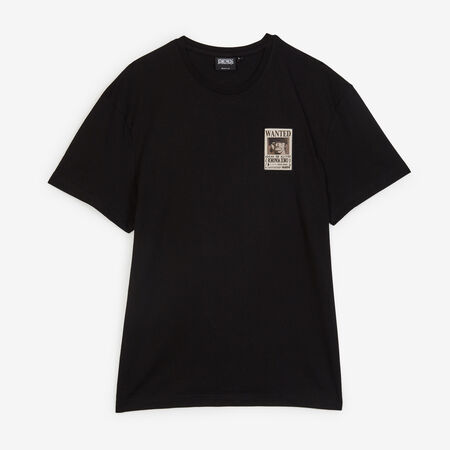 ONE PIECE TEE SHIRT WANTED ZORO ZWART HEREN