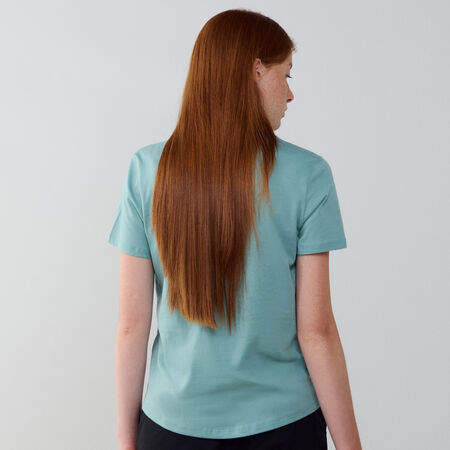 NIKE TEE SHIRT BIG SWOOSH ESSENTIAL BLAUW/WIT DAMES